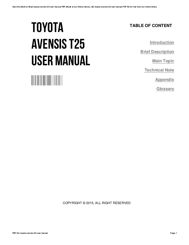 Toyota avensis t25 repair manual pdf